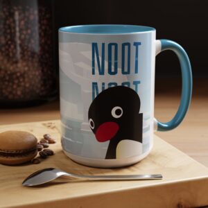 Pingu NOOT NOOT Mug, Cute Penguin Coffee Cup, Funny Animal Accent Mug, Gift for Penguin Lover, Unique Cartoon Character Drinkware, 11, 15oz