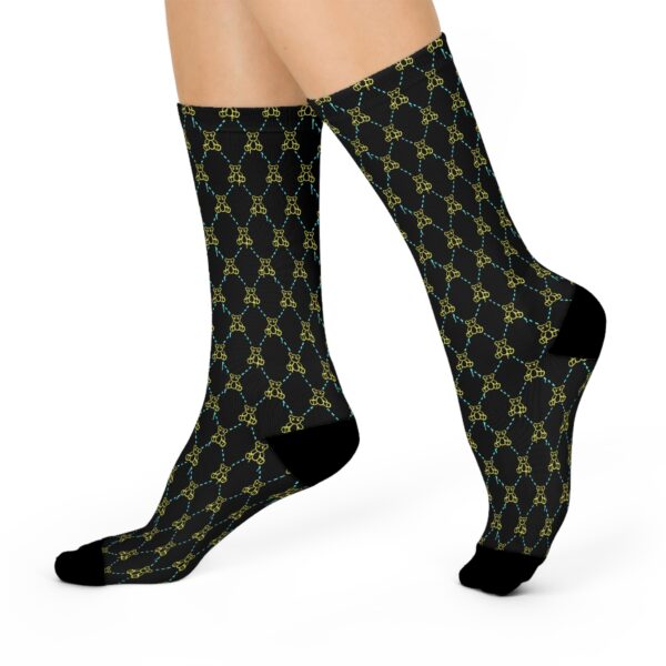 X'd Out Dead Eyes Honey Bear Argyle Pattern Socks, Cushioned Crew Socks, Alternative Grunge Footwear, Unique Gift for Her, Trendy Novelty - Image 3