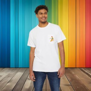 Peeling Rainbow Banana Pocket Tee, Colorful Fruit Graphic T-Shirt, Unisex Cotton Top, PRIDE Gift, Gay Present