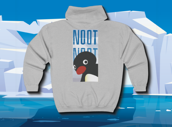 Pingu Noot Noot Zip-Up Hoodie Sweater, Cute Cartoon Penguin Full Zip Hooded Sweatshirt, Funny Animal Lover Gift, Kids Winter Fashion, Cozy - Image 2