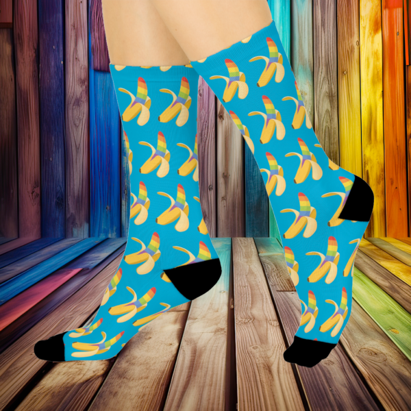 Rainbow Pride Peeling Banana Socks - Colorful LGBTQ+ Crew Socks, LGBT Gift, Gay Pride Accessories, Rainbow Novelty Footwear, LGBTQ Clothing - Image 2