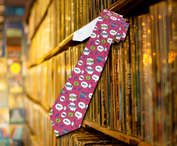 Comic Book Speech Bubbles Necktie, Funny Novelty Tie, Men's Accessory, Gift for Comic Book Fans, Pop Art Necktie, Geeky Tie - Image 3