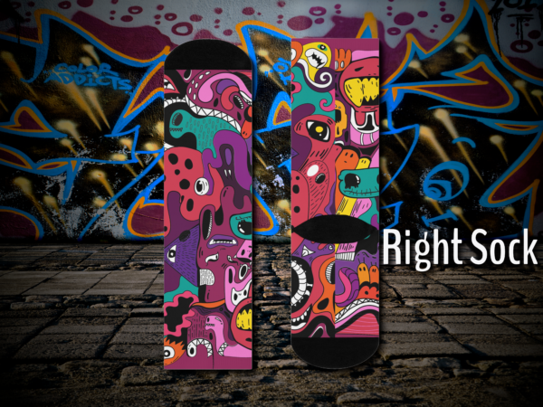 Cool Graffiti Cushioned Crew Socks, Trendy Streetwear Footwear, Funky Urban Apparel, Unique Hip Hop Stockings, Stylish Colorful Sock - Image 5